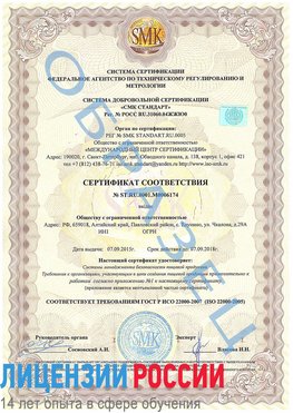 Образец сертификата соответствия Яковлевка Сертификат ISO 22000